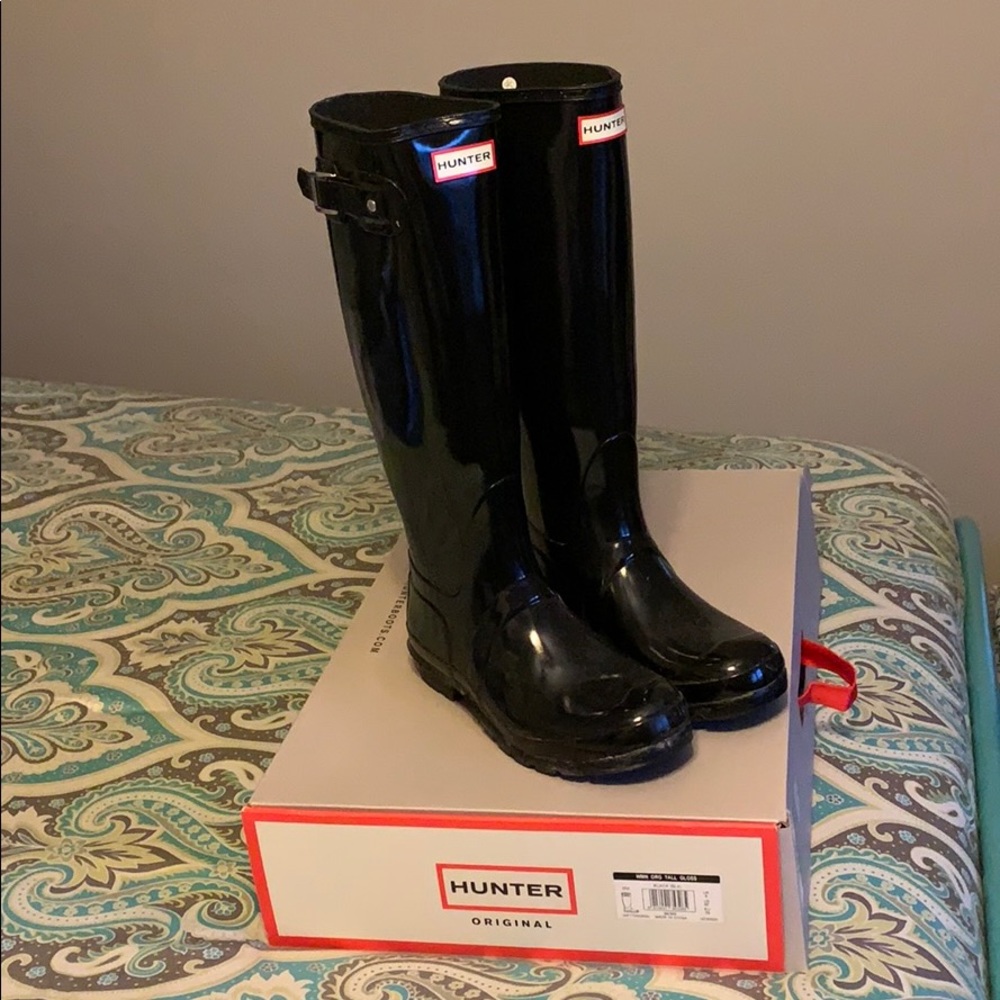 Black Gloss Tall Hunter Boots